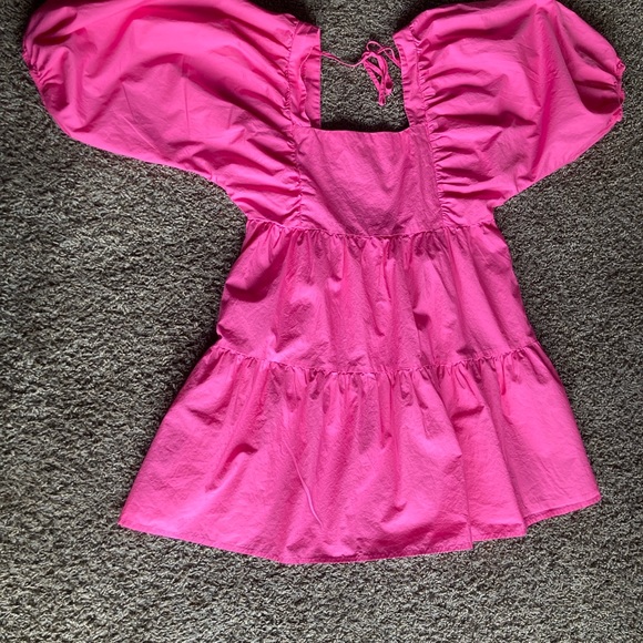 A New Day Pink Square Neck Puff Sleeve Mini Dress - Picture 2 of 7
